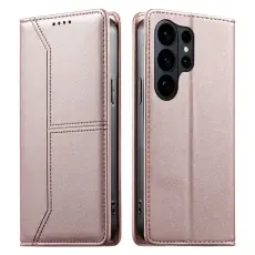 OEM - Pl&aring;nboksfodral f&ouml;r Samsung Galaxy S26 Ultra St&auml;llfunktion Konstl&auml;der - Rosa