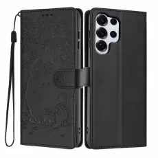 OEM - Pl&aring;nboksfodral f&ouml;r Samsung Galaxy S26 Ultra St&auml;llfunktion Konstl&auml;der - Svart