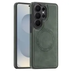 OEM - Mobilskal f&ouml;r Samsung Galaxy S26 Ultra Magnetiskt Konstl&auml;der - M&ouml;rkgr&ouml;n