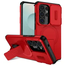 OEM - Mobilskal f&ouml;r Samsung Galaxy S26 Ultra Magnetiskt Kickstand PC + TPU - R&ouml;d