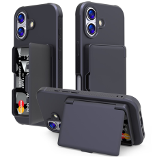 A-One Brand - iPhone 17 Mobilskal Korth&aring;llare Mirror Kickstand - Svart