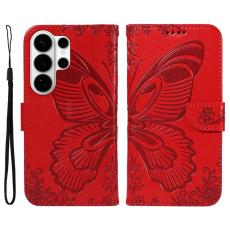 OEM - Mobilskal till Samsung Galaxy S26 Ultra Fj&auml;rilsm&ouml;nster KonstL&auml;der - R&ouml;d