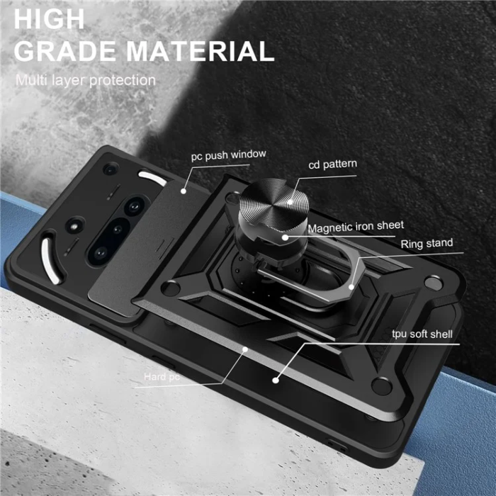 A-One Brand - Nothing Phone (3a) Mobilskal Slide Kamera Kickstand - Grå