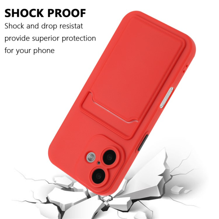 A-One Brand - iPhone 16 Plus Mobilskal Korthållare TPU - Röd