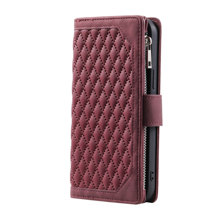 OEM - Galaxy S23 Plus Plånboksfodral Rhombus - Vinröd
