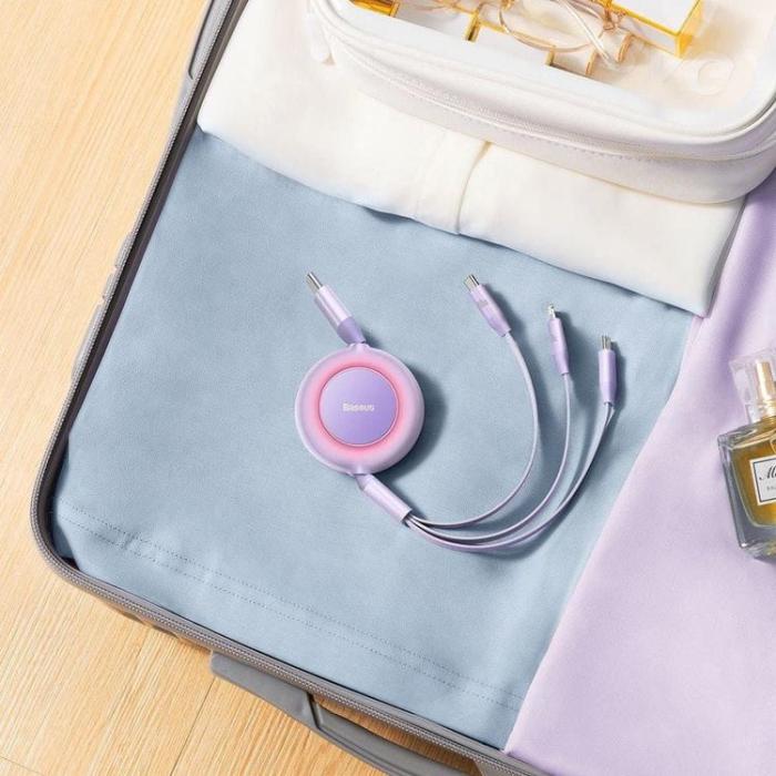 BASEUS - Baseus USB-C till USB-C, Lightning, microUSB kabel 1.1m - Lila