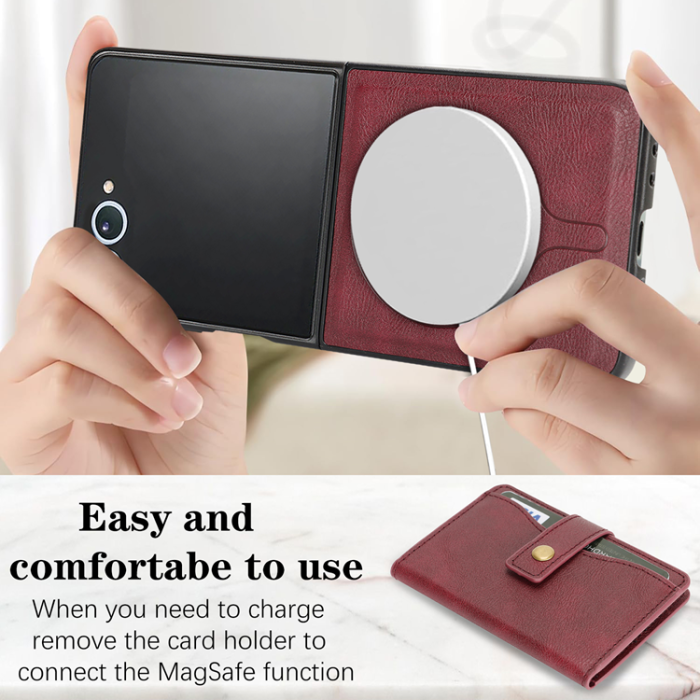 A-One Brand - Mobilskal till Galaxy Z Flip 7 MagSafe Detachable Korthållare Kickstand