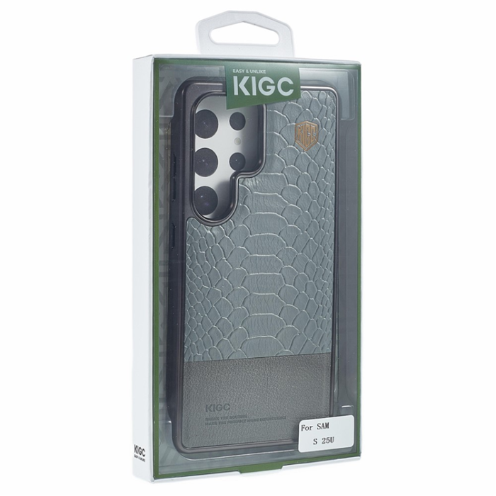 KIGC - KIGC Galaxy S25 Ultra Mobilskal MagSafe Crocodile Hybrid - Grå