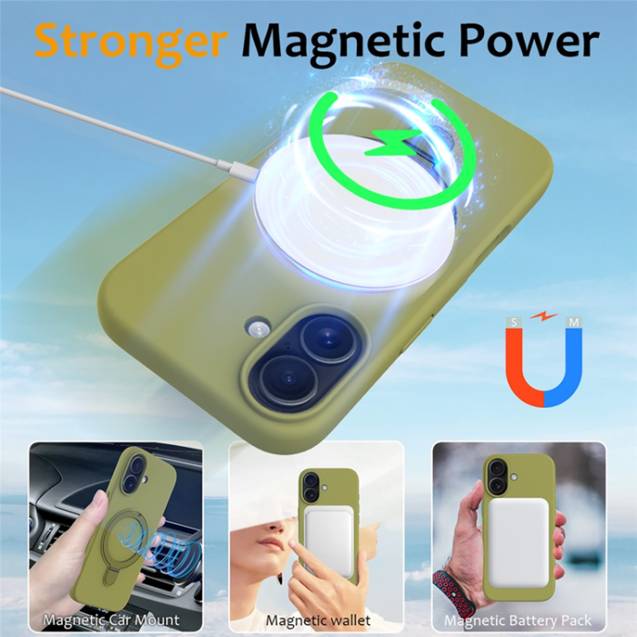 A-One Brand - iPhone 17 Mobiskal MagSafe Kickstand PC + Silikon - Grön