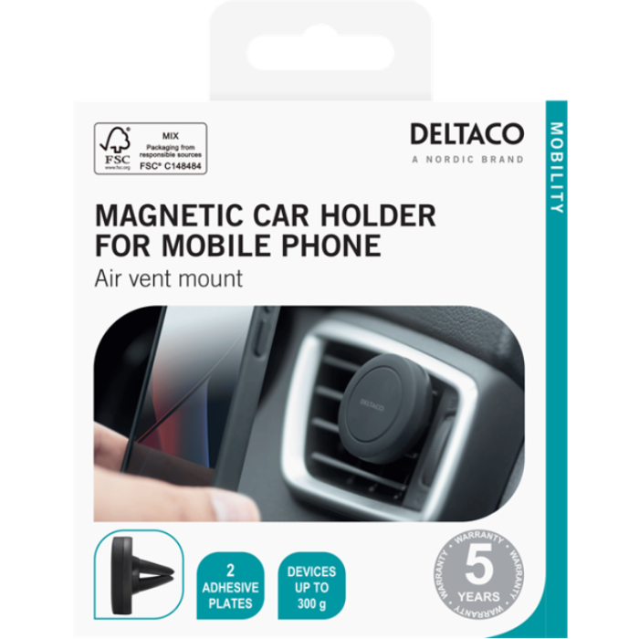 UTGATT1 - Deltaco Magnetic Bilhållare Luftventil - Svart