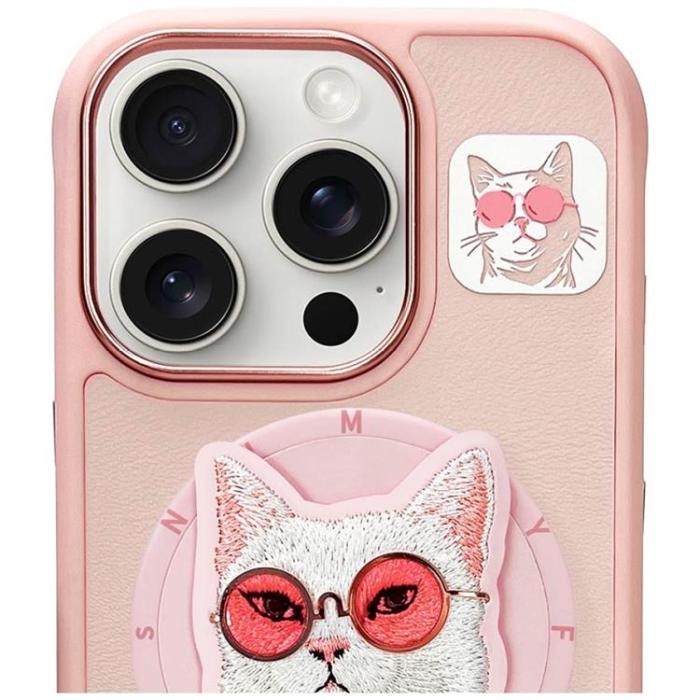 NIMMY - Nimmy iPhone 16 Pro Mobilskal MagSafe Glasses Cool Cat - Rosa