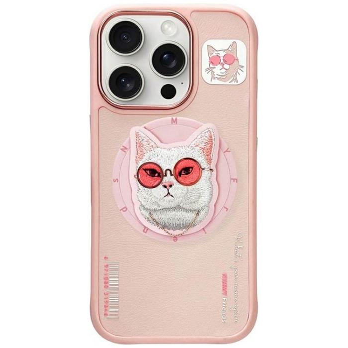 NIMMY - Nimmy iPhone 16 Pro Mobilskal MagSafe Glasses Cool Cat - Rosa