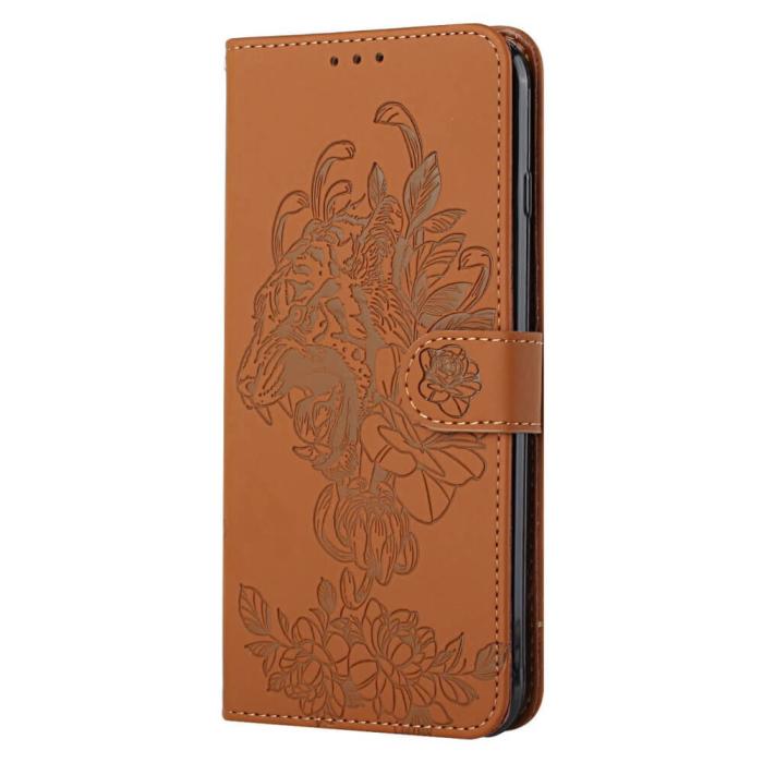 A-One Brand - Tiger Flower Plånboksfodral till Galaxy S21 - Brun