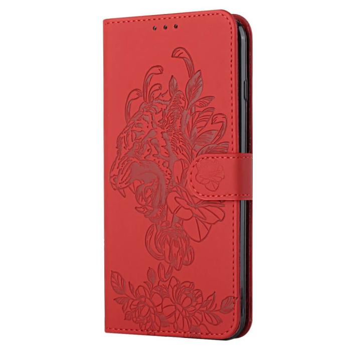 A-One Brand - Tiger Flower Plånboksfodral till Galaxy S21 - Röd