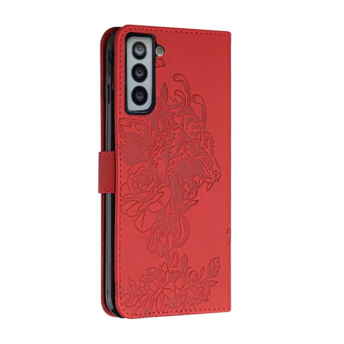 A-One Brand - Tiger Flower Plånboksfodral till Galaxy S21 - Röd