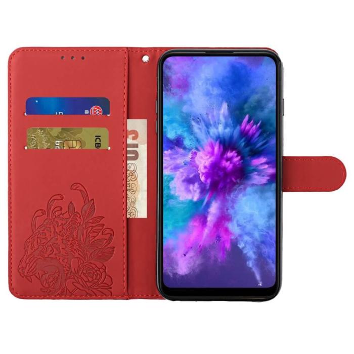 A-One Brand - Tiger Flower Plånboksfodral till Galaxy S21 - Röd