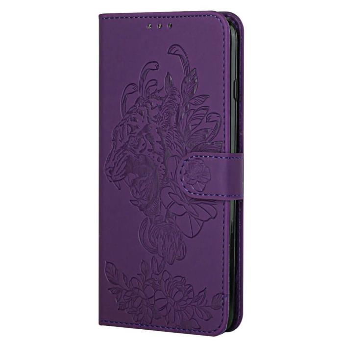 A-One Brand - Tiger Flower Plånboksfodral till Galaxy S21 - Lila