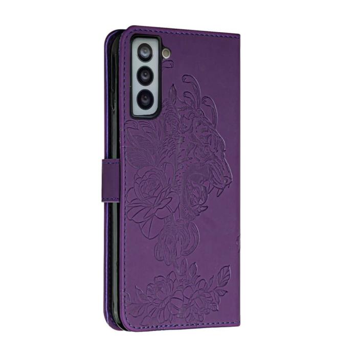 A-One Brand - Tiger Flower Plånboksfodral till Galaxy S21 - Lila
