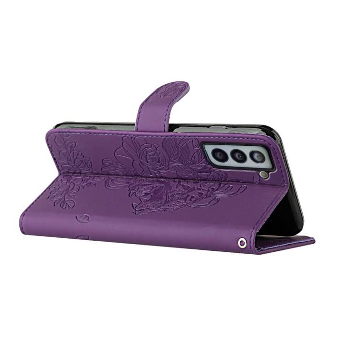 A-One Brand - Tiger Flower Plånboksfodral till Galaxy S21 - Lila