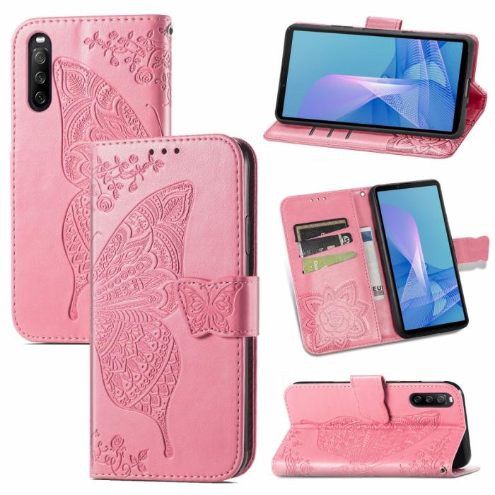 A-One Brand - Butterfly Plånboksfodral till Sony Xperia 10 III - Rosa