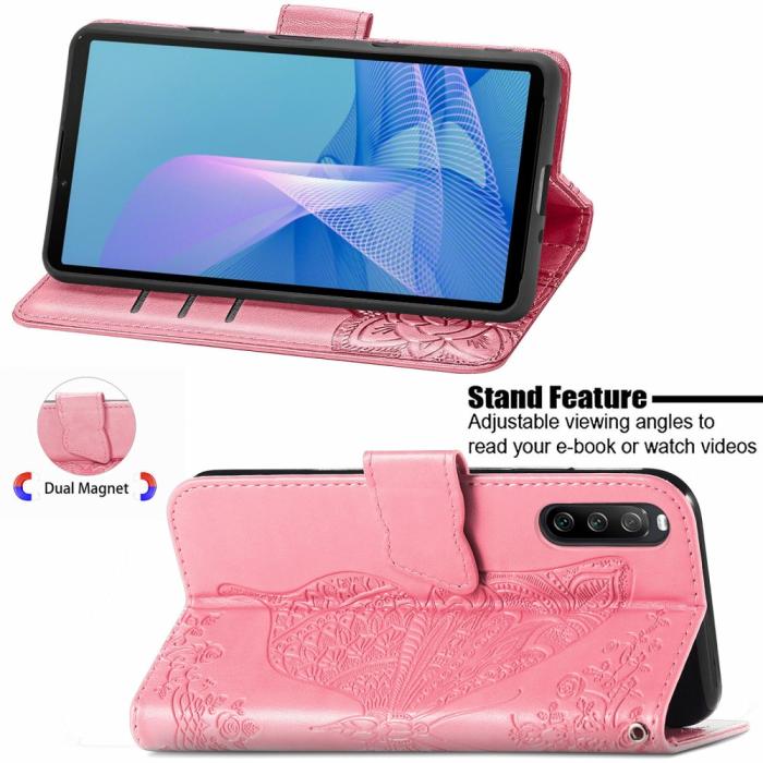 A-One Brand - Butterfly Plånboksfodral till Sony Xperia 10 III - Rosa
