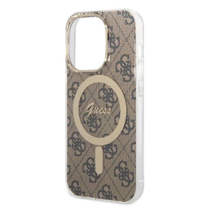 Guess - GUESS iPhone 14 Pro Max Magsafe Skal Print + Trådlös Laddare - Brun