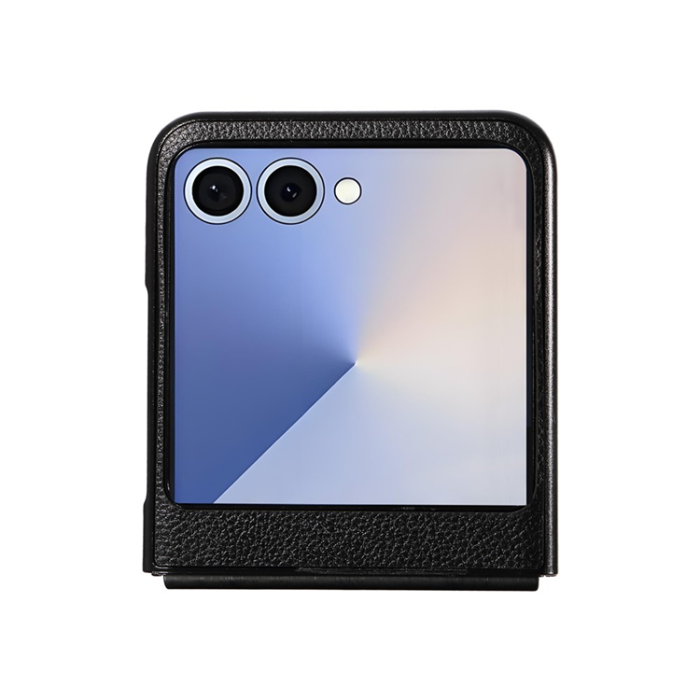 A-One Brand - Galaxy Z Flip 7 Mobilskal Litchi Texture Läder - Svart