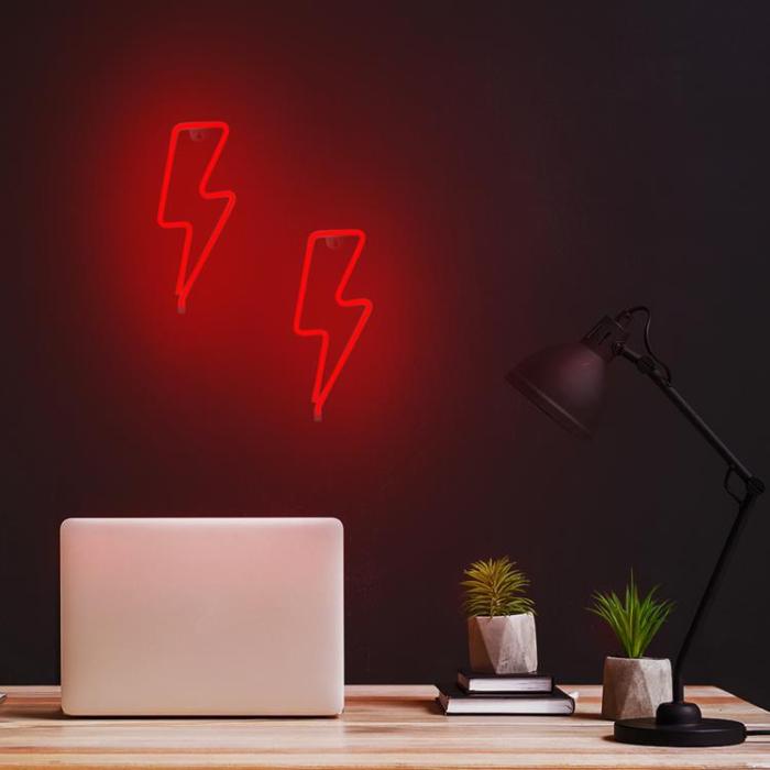 Forever Light - Forever Light LED Neon BOLT Bat + USB FLNE06 - Röd