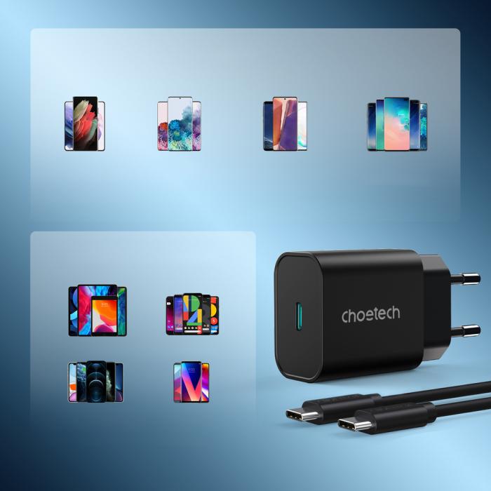 UTGATT1 - Choetech Fast USB-C Laddare 25W PPS PD - Svart