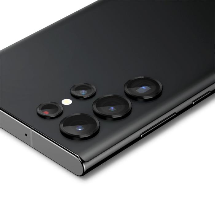 UTGATT - Spigen Galaxy S22 Ultra Kameralinsskydd i Härdat Glas EZ-FIT 2-Pack - Svart