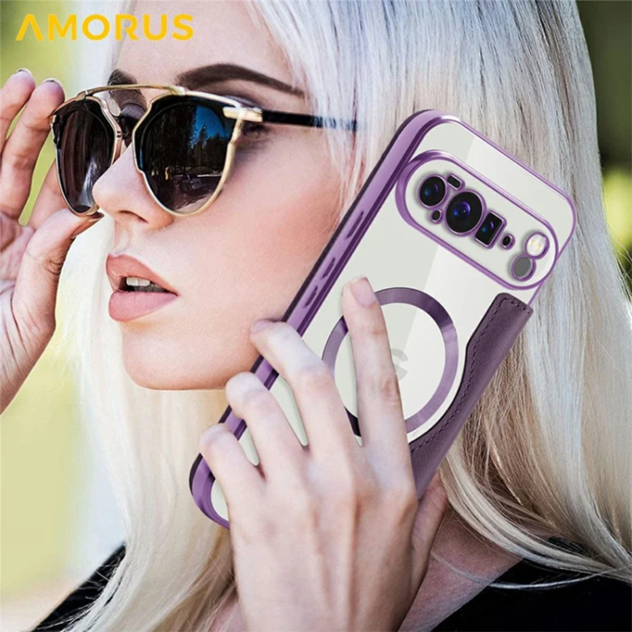 AMORUS - AMORUS Google Pixel 10 Pro XL Plånboksfodral Magsafe RFID - Lila