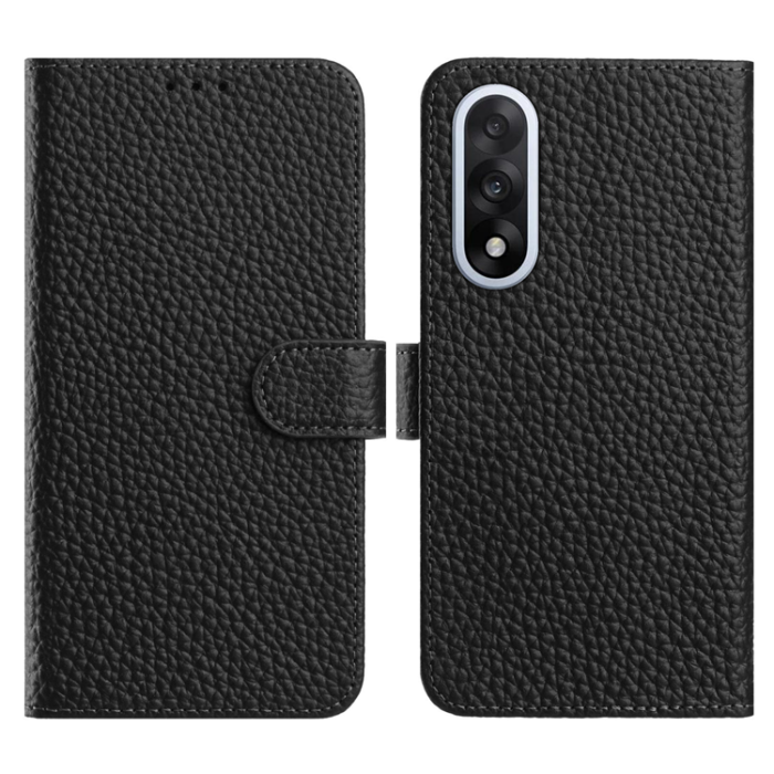 A-One Brand - OnePlus Nord 5 Plånboksfodral Litchi Äkta läder - Svart