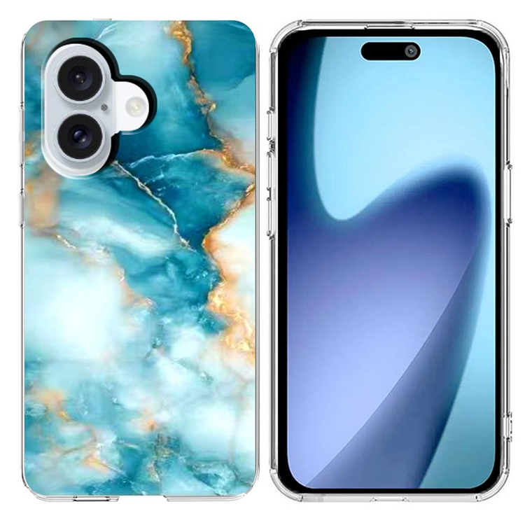 iPhone 17 Mobilskal Marble Pattern Printing Soft - Blå | 2353 | AlltMobil