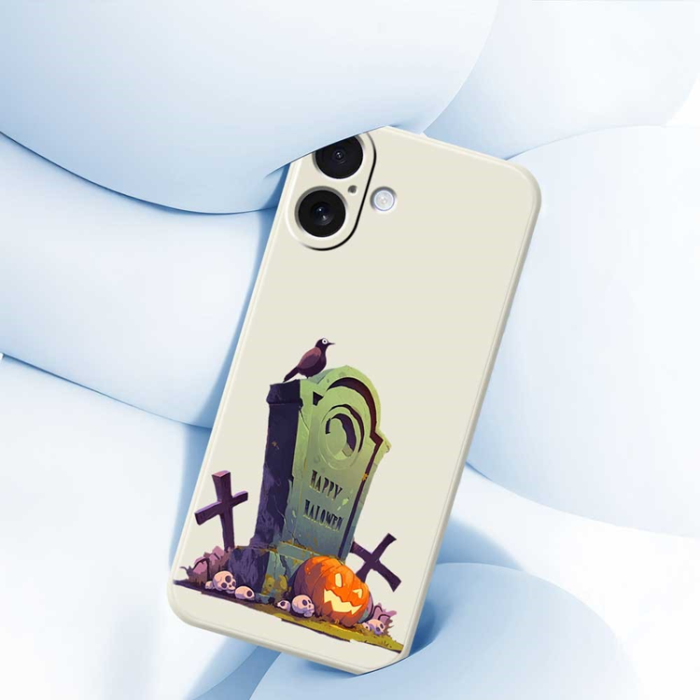 A-One Brand - iPhone 17 Mobilskal med Halloween Tombstone Pattern TPU - Svart