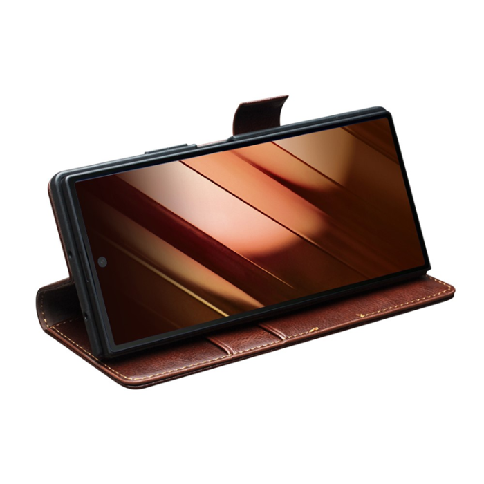 QIALINO - QIALINO Galaxy Z Fold 7 Plånboksfodral Äkta Läder - Brun