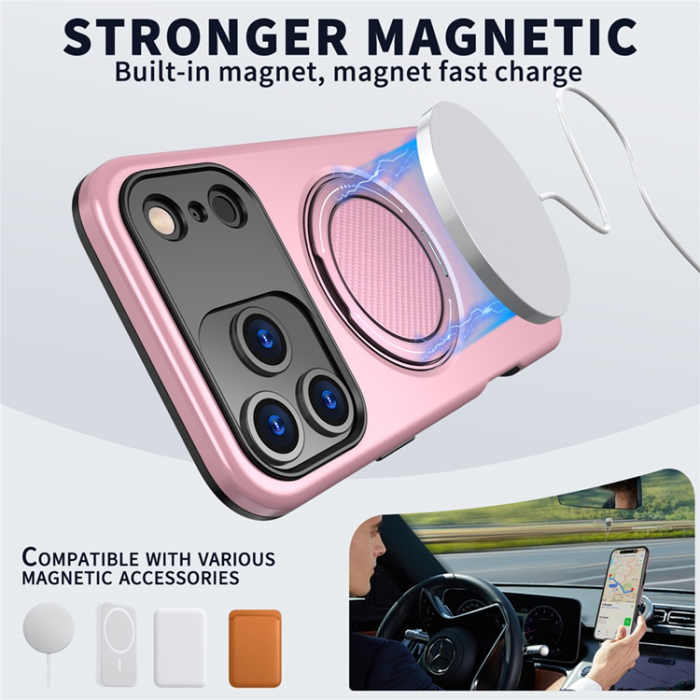 A-One Brand - iPhone 17 Pro Mobilskal MagSafe Rotating Kickstand - Rosa