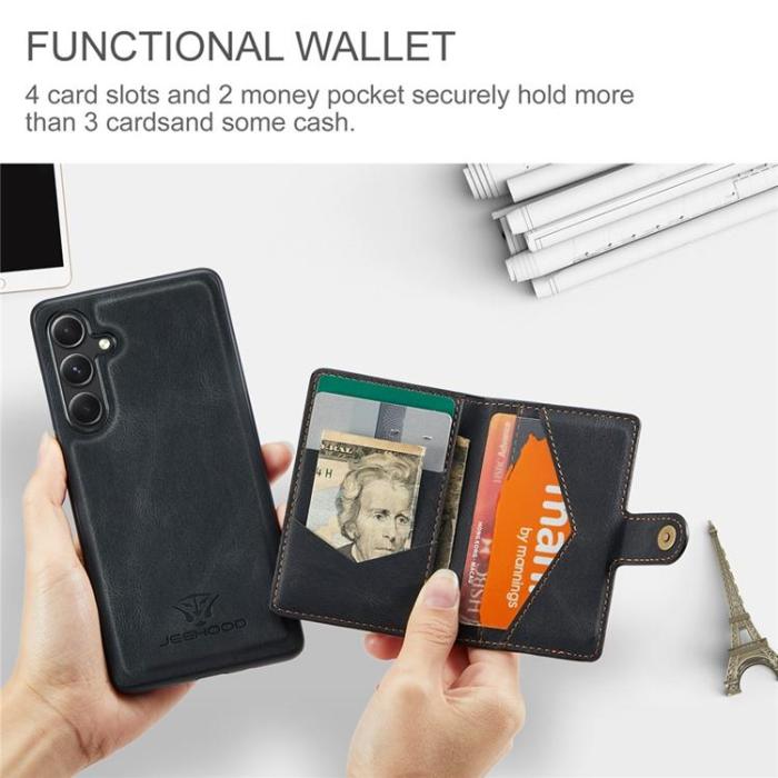 OEM - JEEHOOD Samsung Galaxy A13 5G Mobilskal Konstläder med Kortfack - Svart