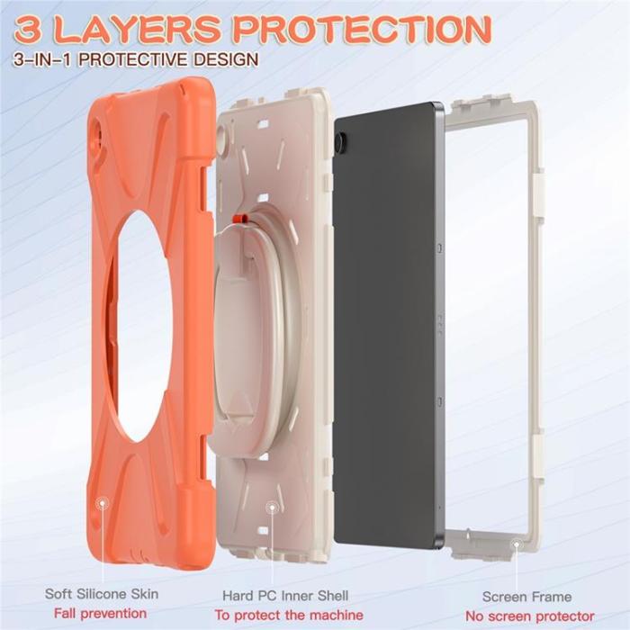 A-One Brand - Galaxy Tab A9 Plus Skal Kickstand Handle Grip - Coral Orange