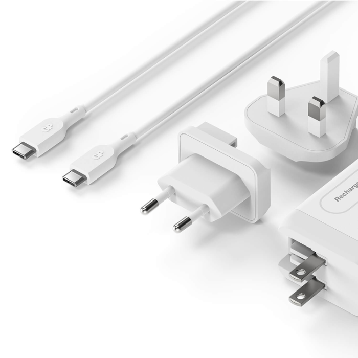 GP - GP Väggladdare 65W GaN Inkl Reseadapter - Vit