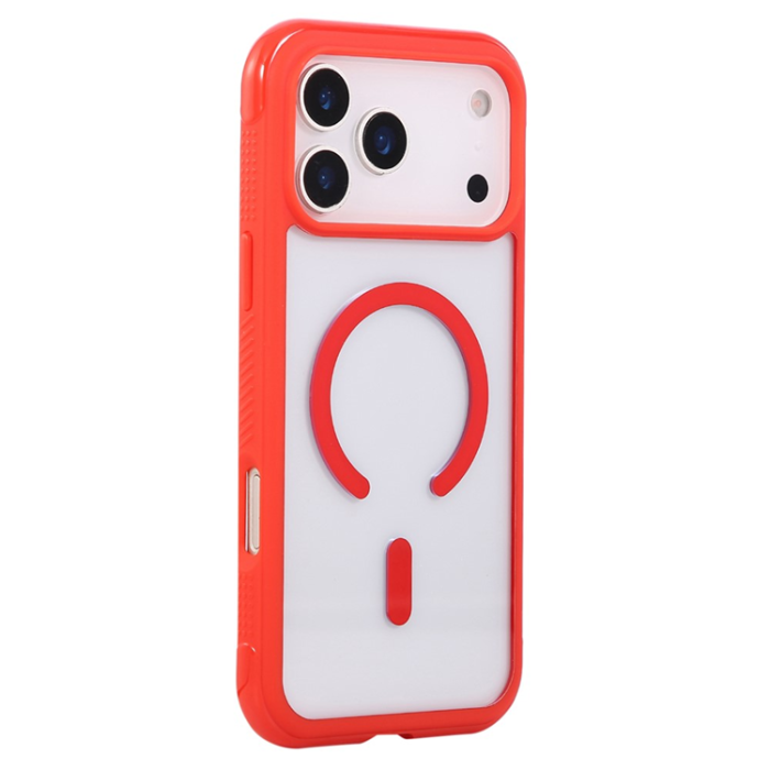 A-One Brand - iPhone 17 Pro Mobilskal MagSafe TPU+PC Transparent - Röd