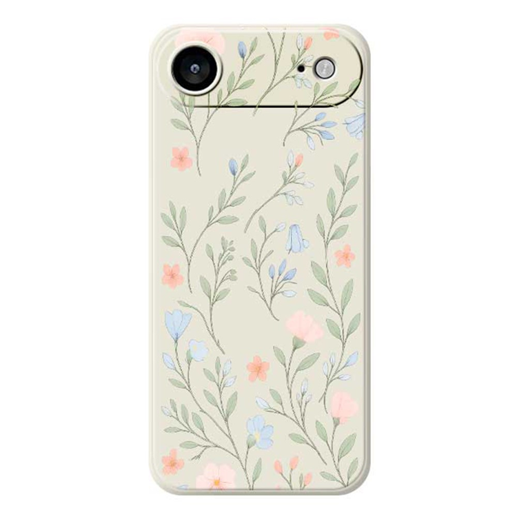 iPhone Air Mobilskal Pink Blue Flowers Pattern TPU - Beige | 2353 | AlltMobil