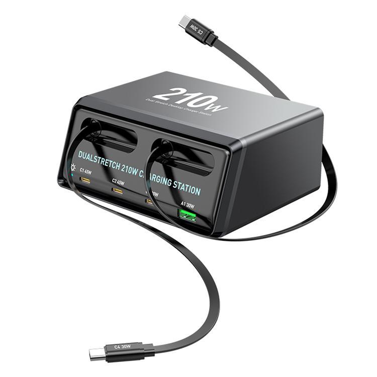 Bordsladdare 210W GaN USB-A + 3xTyp-C Strömstation WLX-60E (EU Plug) | 505295 | AlltMobil