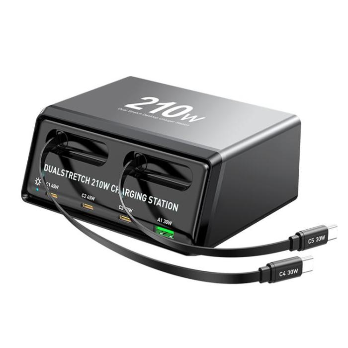 OEM - Bordsladdare 210W GaN USB-A + 3xTyp-C Strömstation WLX-60E