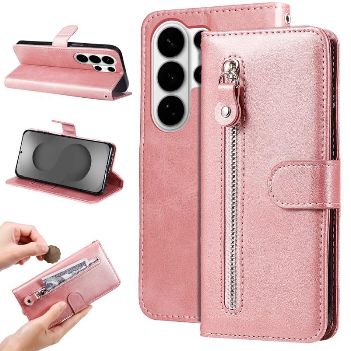 OEM - ABEEL Mobilskal till Samsung Galaxy S26 Ultra KonstLäder Med Dragkedja - Rosa