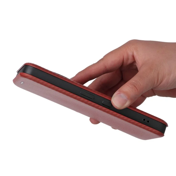 A-One Brand - Nothing Phone (3a) Plånboksfodral Läder Carbon Fiber - Brun