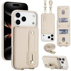 A-One Brand - iPhone 17 Pro Max Mobilskal korthållare Med Axelrem - Beige