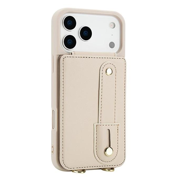 A-One Brand - iPhone 17 Pro Max Mobilskal korthållare Med Axelrem - Beige