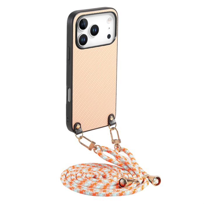A-One Brand - iPhone 17 Pro Mobilskal Med Axelrem Snodd Carbon Fiber - Khaki