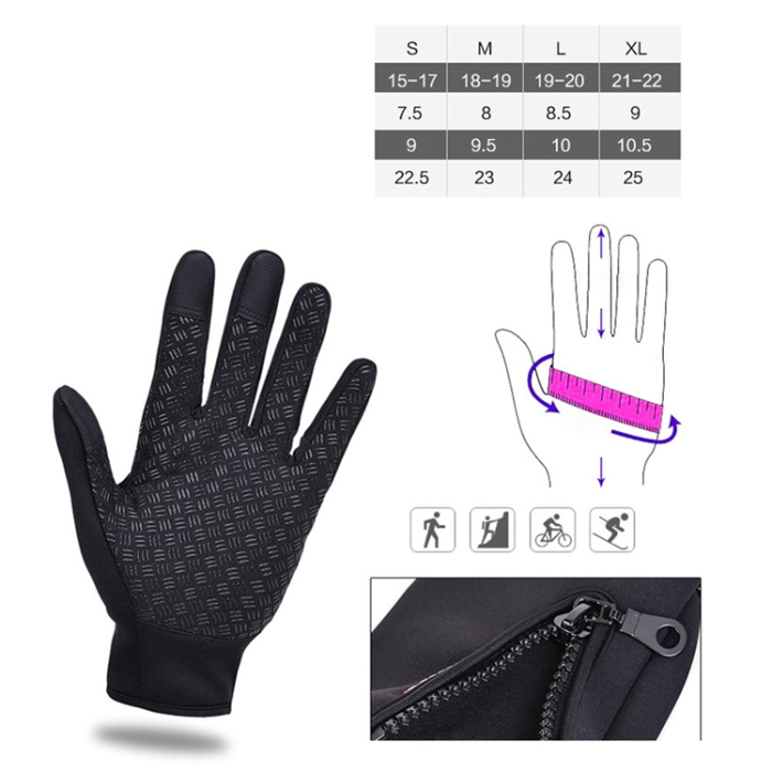 A-One Brand - Touchvantar Handskar med Halkfritt Grepp Vindtäta - Babyblå / L