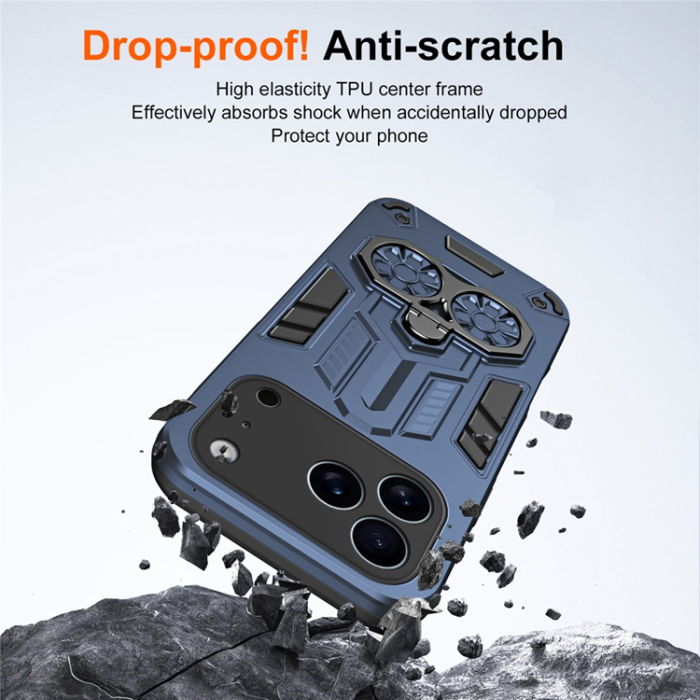 A-One Brand - iPhone 17 Pro Mobilskal Ringhållare Kickstand Shockproof - Blå